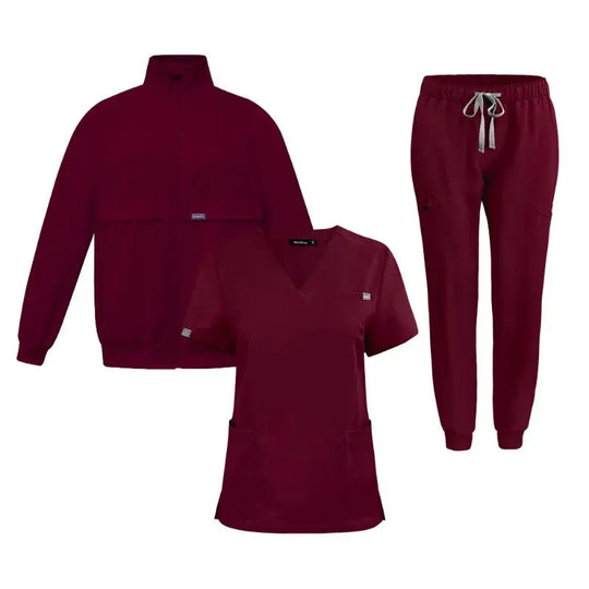 Haut de travail, uniforme de médecin et d'infirmière, pantalon uni avec plus de poches, pantalon dentaire, blouse unisexe, ensemble de 3 pièces CJdropshipping