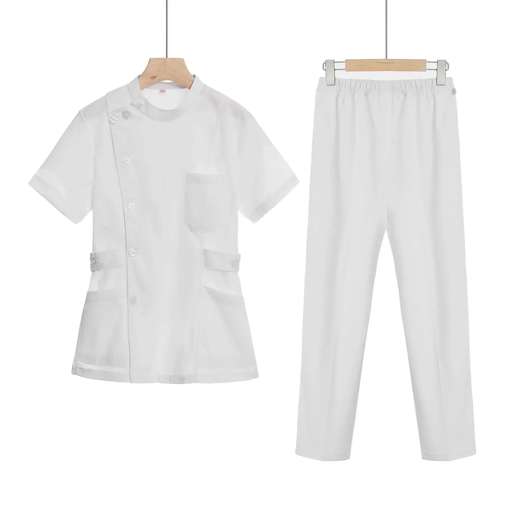 Ensemble de gommage court rose, uniforme médical pour infirmière et médecin, vêtements pour femmes, tenue d'infirmière deux pièces, robe d'hôpital de salon de beauté avec logo MedSurgery Store For Digital Health