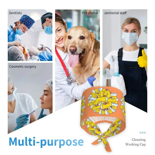 Personnalisé The Simpsons Cartoon Staff Medical Scrubs Hat Men Women Medical Nursing Surgical Scrub Caps MedSurgery Store For Digital Health