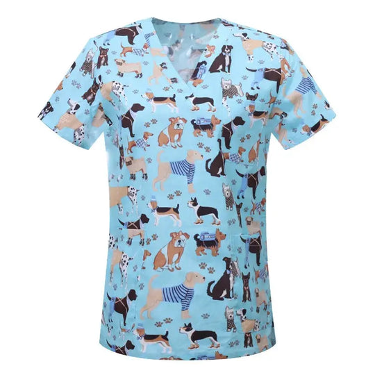 Blouse en coton imprimé animalier, blouse chirurgicale pour clinique vétérinaire, hôpital, soins infirmiers CJdropshipping