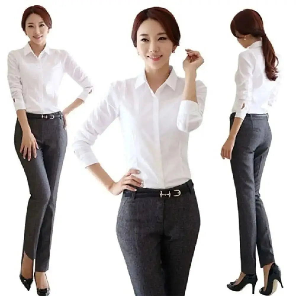 Chemise blanche professionnelle pour femmes - coupe régulière, manches longues, respirante.