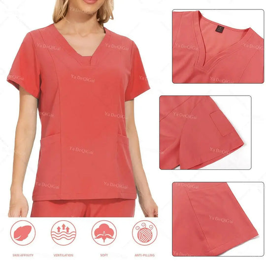 Tissu de qualité supérieure anti-plis Uniformes cliniques Uniformes d'infirmières lavables Ensemble de blouses chirurgicales Poches Pantalon droit