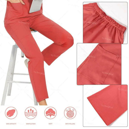 Tissu de qualité supérieure anti-plis Uniformes cliniques Uniformes d'infirmières lavables Ensemble de blouses chirurgicales Poches Pantalon droit