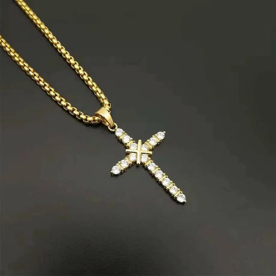 Pendentifs Croix Femme Dropshipping Or Noir Couleur Acier Inoxydable Jésus Pendentif Croix Collier Bijoux pour Hommes/Femmes