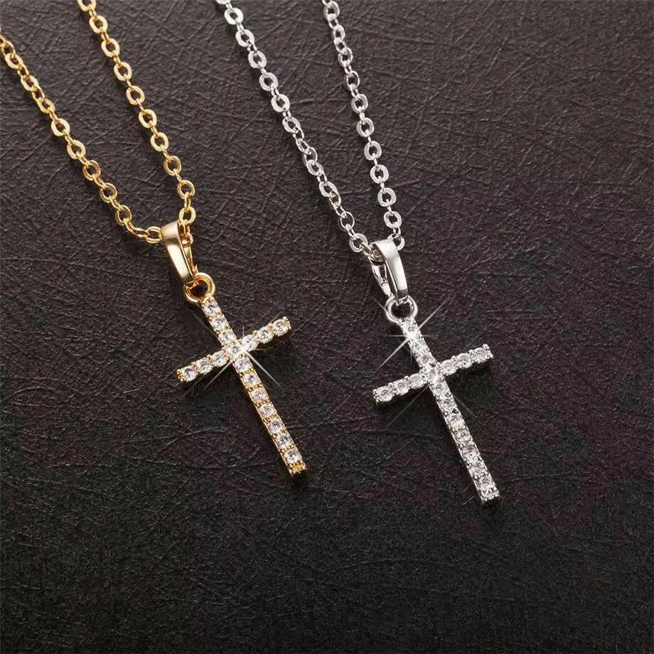 Pendentifs Croix Femme Dropshipping Or Noir Couleur Acier Inoxydable Jésus Pendentif Croix Collier Bijoux pour Hommes/Femmes