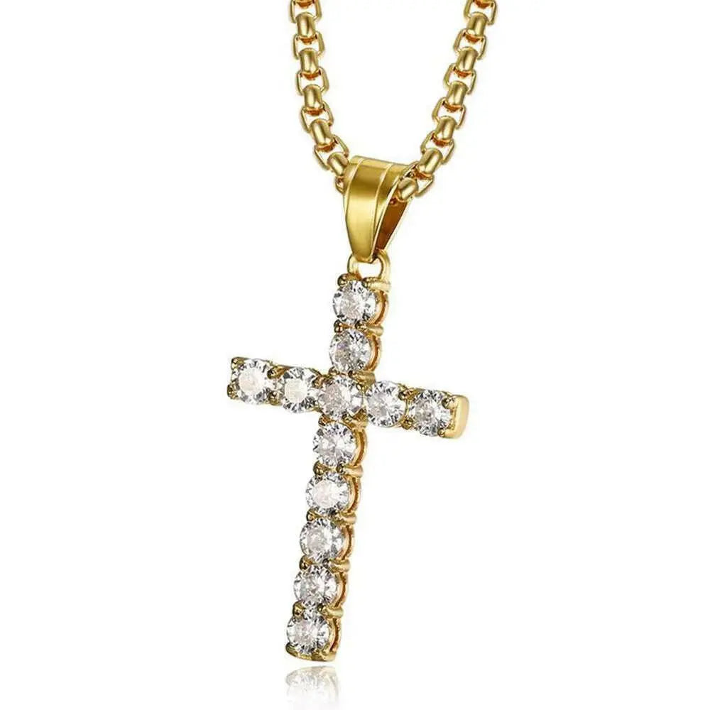 Pendentifs Croix Femme Dropshipping Or Noir Couleur Acier Inoxydable Jésus Pendentif Croix Collier Bijoux pour Hommes/Femmes