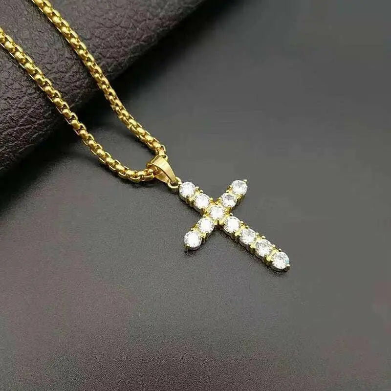 Pendentifs Croix Femme Dropshipping Or Noir Couleur Acier Inoxydable Jésus Pendentif Croix Collier Bijoux pour Hommes/Femmes