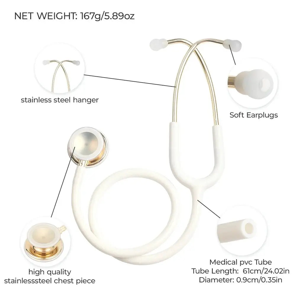 Stéthoscope médical professionnel double face - Matériel médicalModers - fulfillment - serviceMedSurgery Store For Digital Health1005009192649741 - White - Light Gold - United StatesWhite - Light GoldUnited StatesStéthoscope médical professionnel double face - Matériel médical.
