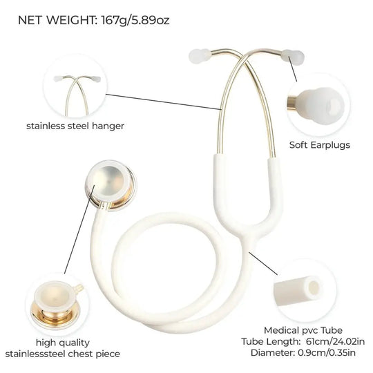 Stéthoscope médical professionnel double face - Matériel médicalModers - fulfillment - serviceMedSurgery Store For Digital Health1005009192649741 - White - Light Gold - United StatesWhite - Light GoldUnited StatesStéthoscope médical professionnel double face - Matériel médical.