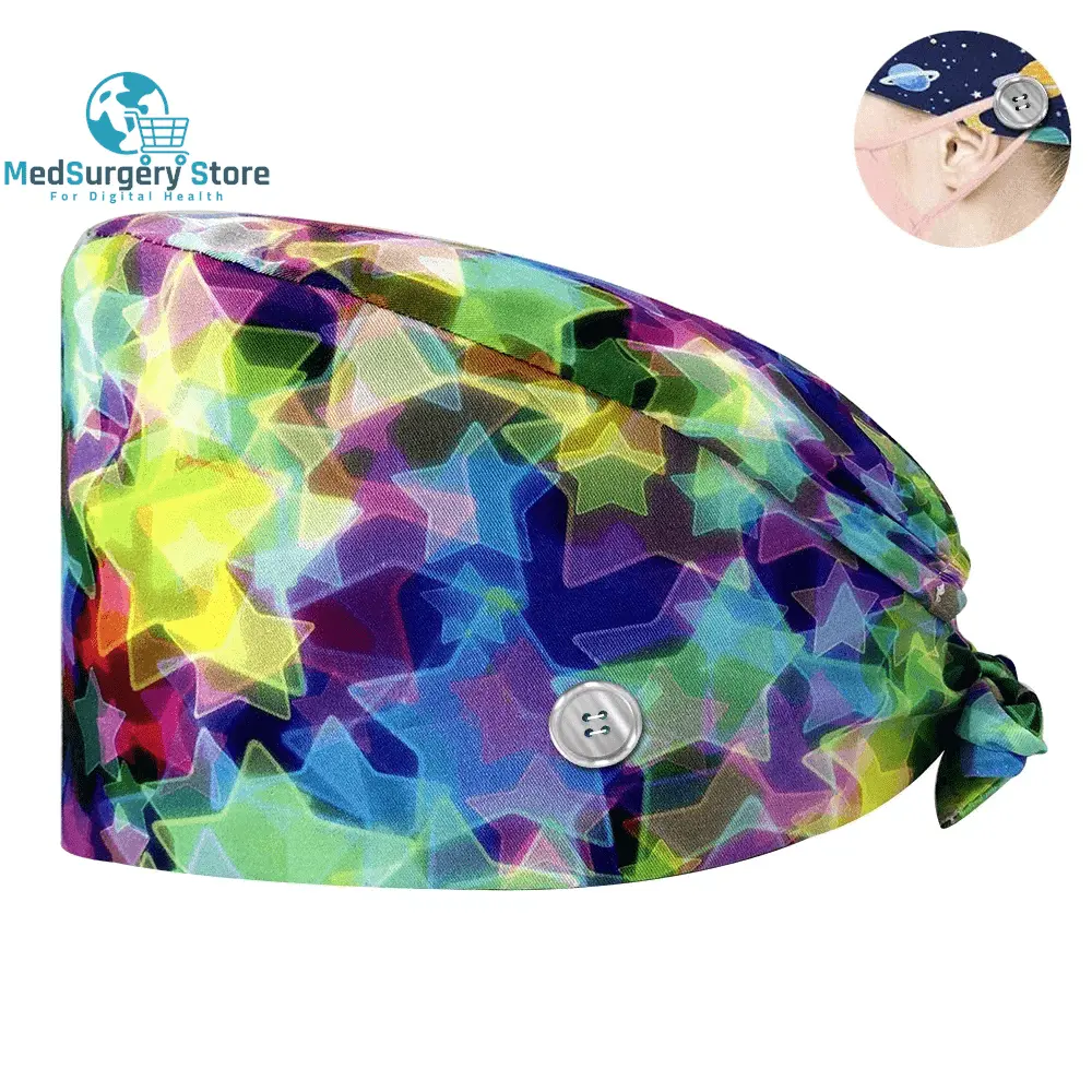 New Scrub Nurse Hat Floral Bouffant Cap Fashion Multicolour Nurse Scrub Caps Adjustable Bandage Turban Surgical Doctor Nurse Hats