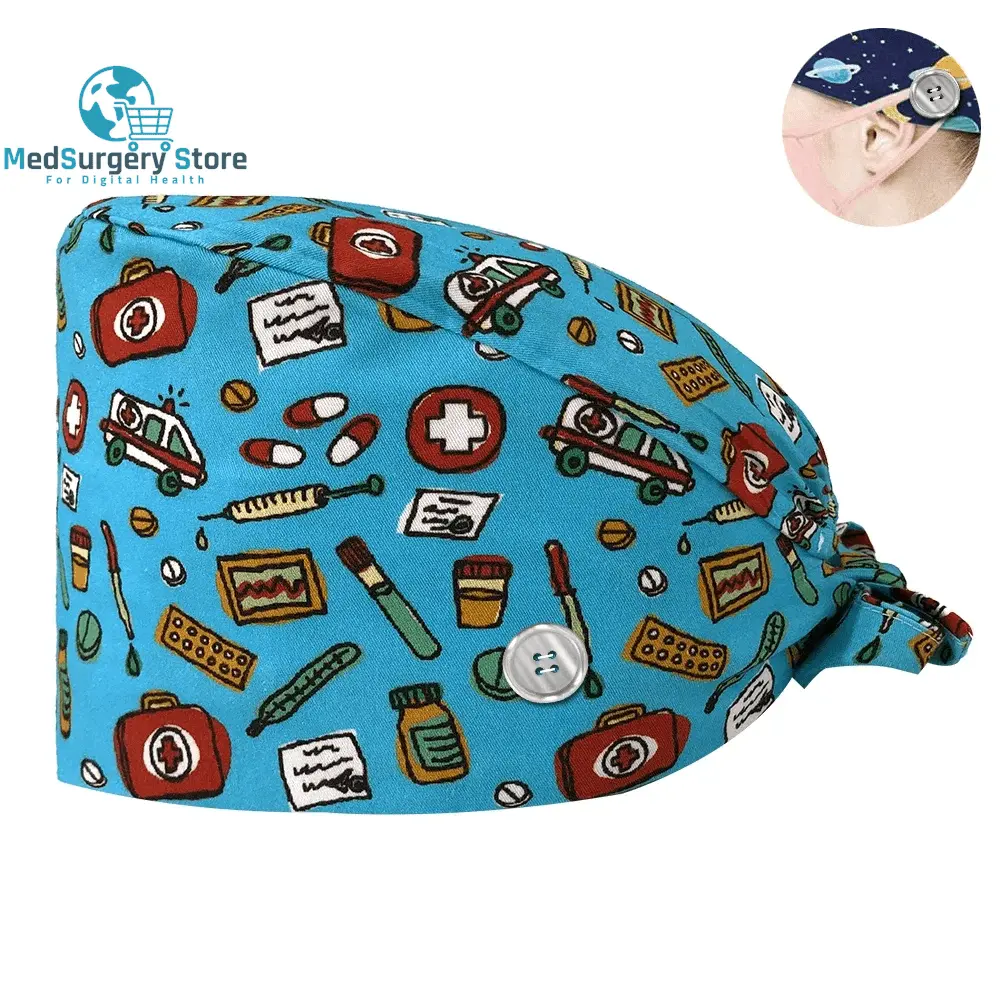 New Scrub Nurse Hat Floral Bouffant Cap Fashion Multicolour Nurse Scrub Caps Adjustable Bandage Turban Surgical Doctor Nurse Hats