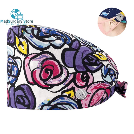 New Scrub Nurse Hat Floral Bouffant Cap Fashion Multicolour Nurse Scrub Caps Adjustable Bandage Turban Surgical Doctor Nurse Hats