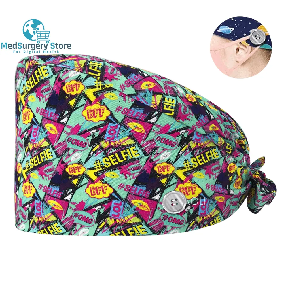 New Scrub Nurse Hat Floral Bouffant Cap Fashion Multicolour Nurse Scrub Caps Adjustable Bandage Turban Surgical Doctor Nurse Hats