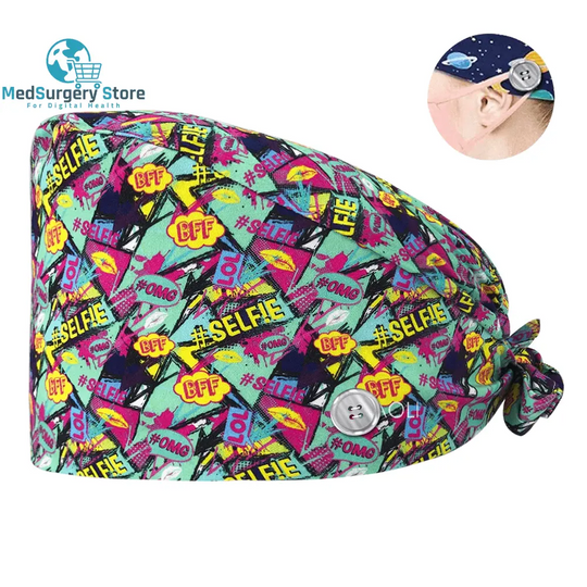 New Scrub Nurse Hat Floral Bouffant Cap Fashion Multicolour Nurse Scrub Caps Adjustable Bandage Turban Surgical Doctor Nurse Hats