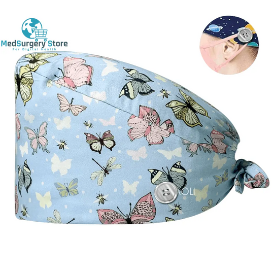 New Scrub Nurse Hat Floral Bouffant Cap Fashion Multicolour Nurse Scrub Caps Adjustable Bandage Turban Surgical Doctor Nurse Hats