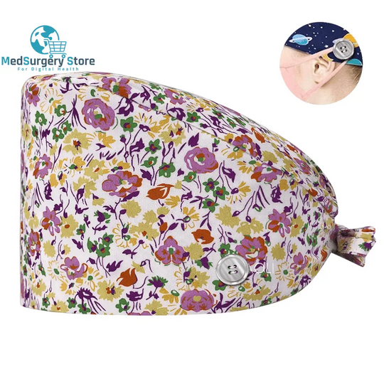 New Scrub Nurse Hat Floral Bouffant Cap Fashion Multicolour Nurse Scrub Caps Adjustable Bandage Turban Surgical Doctor Nurse Hats