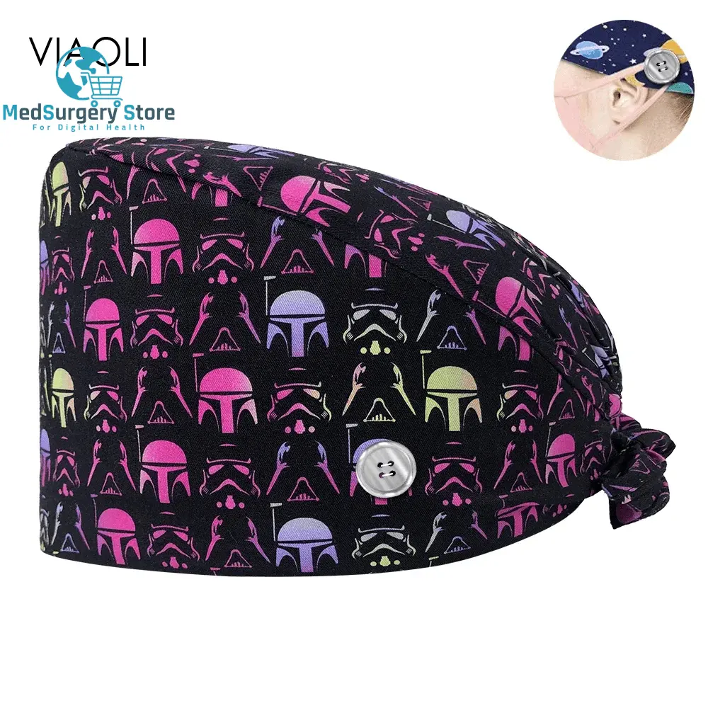 New Scrub Nurse Hat Floral Bouffant Cap Fashion Multicolour Nurse Scrub Caps Adjustable Bandage Turban Surgical Doctor Nurse Hats