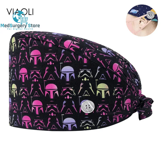 New Scrub Nurse Hat Floral Bouffant Cap Fashion Multicolour Nurse Scrub Caps Adjustable Bandage Turban Surgical Doctor Nurse Hats
