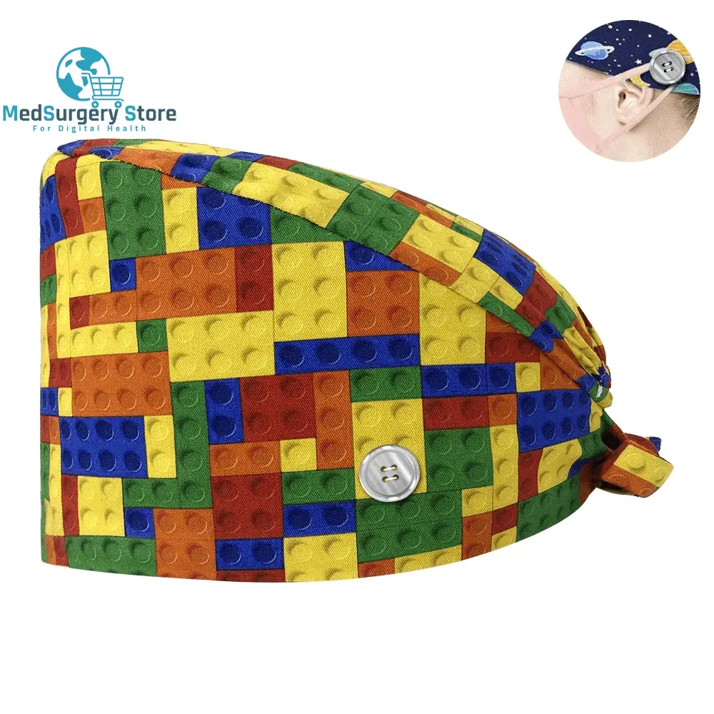 New Scrub Nurse Hat Floral Bouffant Cap Fashion Multicolour Nurse Scrub Caps Adjustable Bandage Turban Surgical Doctor Nurse Hats