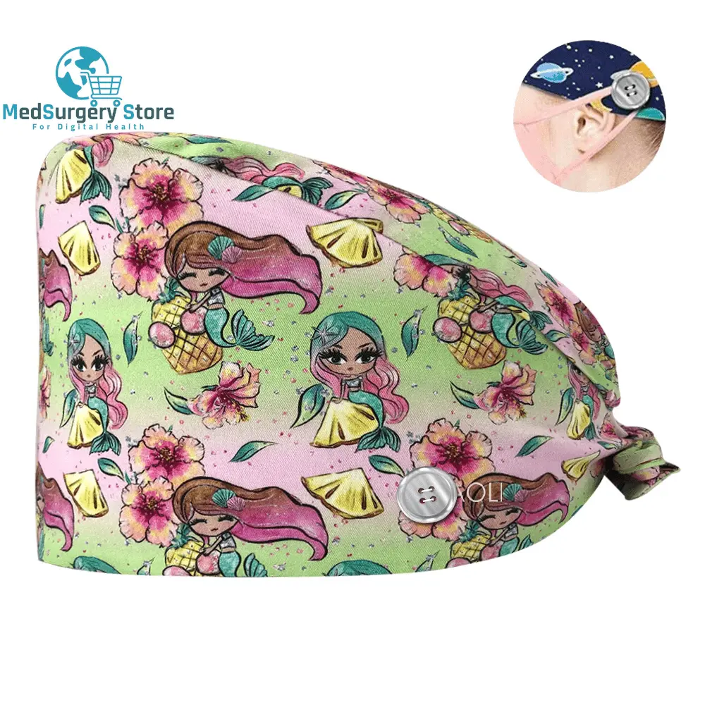 New Scrub Nurse Hat Floral Bouffant Cap Fashion Multicolour Nurse Scrub Caps Adjustable Bandage Turban Surgical Doctor Nurse Hats