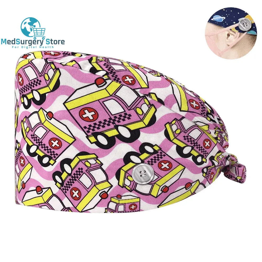 New Scrub Nurse Hat Floral Bouffant Cap Fashion Multicolour Nurse Scrub Caps Adjustable Bandage Turban Surgical Doctor Nurse Hats