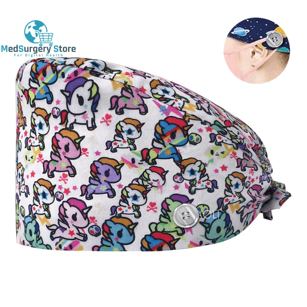 New Scrub Nurse Hat Floral Bouffant Cap Fashion Multicolour Nurse Scrub Caps Adjustable Bandage Turban Surgical Doctor Nurse Hats