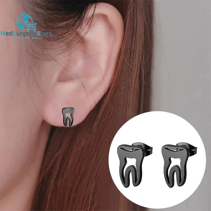 Boucles d'oreilles Minimalist Korean Fashion Earrings Punk Stainless Steel Dentist Tooth Stud Earrings Earrings for Women Doctor Nurse Accessories Are earrings