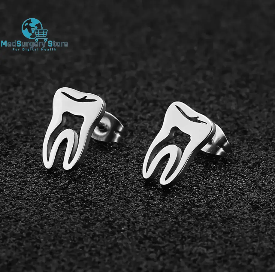 Boucles d'oreilles Minimalist Korean Fashion Earrings Punk Stainless Steel Dentist Tooth Stud Earrings Earrings for Women Doctor Nurse Accessories Are earrings