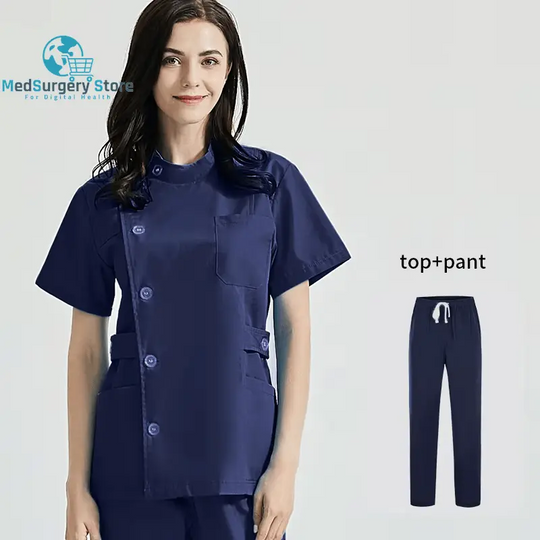 Niaahinn Health Services Scrubs Set Uniforms V-Neck Beauty Salon Work Uniform Women Sets Pet Grooming Institution Scrubs Coat