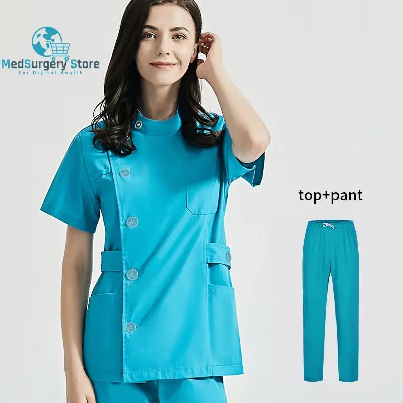 Niaahinn Health Services Scrubs Set Uniforms V-Neck Beauty Salon Work Uniform Women Sets Pet Grooming Institution Scrubs Coat