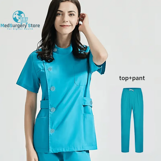 Niaahinn Health Services Scrubs Set Uniforms V-Neck Beauty Salon Work Uniform Women Sets Pet Grooming Institution Scrubs Coat
