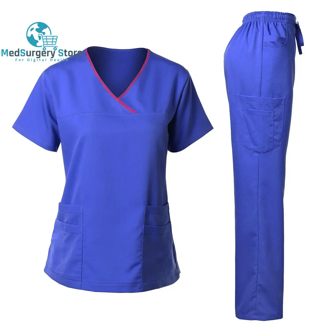 Uniformes chirurgicaux de haute qualité Femme Hôpital Clinique Salon de beauté Spa Tops et Pantalons Médical Femmes Infirmières Scrub Uniforms Sets