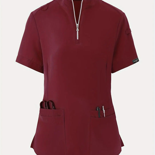Top d'infirmière extensible et confortable - doux, respirant, fermeture éclair sur le devant, manches courtes, tenue décontractée pour les femmes - idéal pour les professionnels de la santéMedSurgery Store For Digital HealthMedSurgery Store For Digital Health601099564070018 - Burgundy - S(4)BurgundyS(4)Top d'infirmière extensible et confortable - doux, respirant, fermeture éclair sur le devant, manches courtes, tenue décontractée pour les femmes - idéal pour les professionnels de la santé