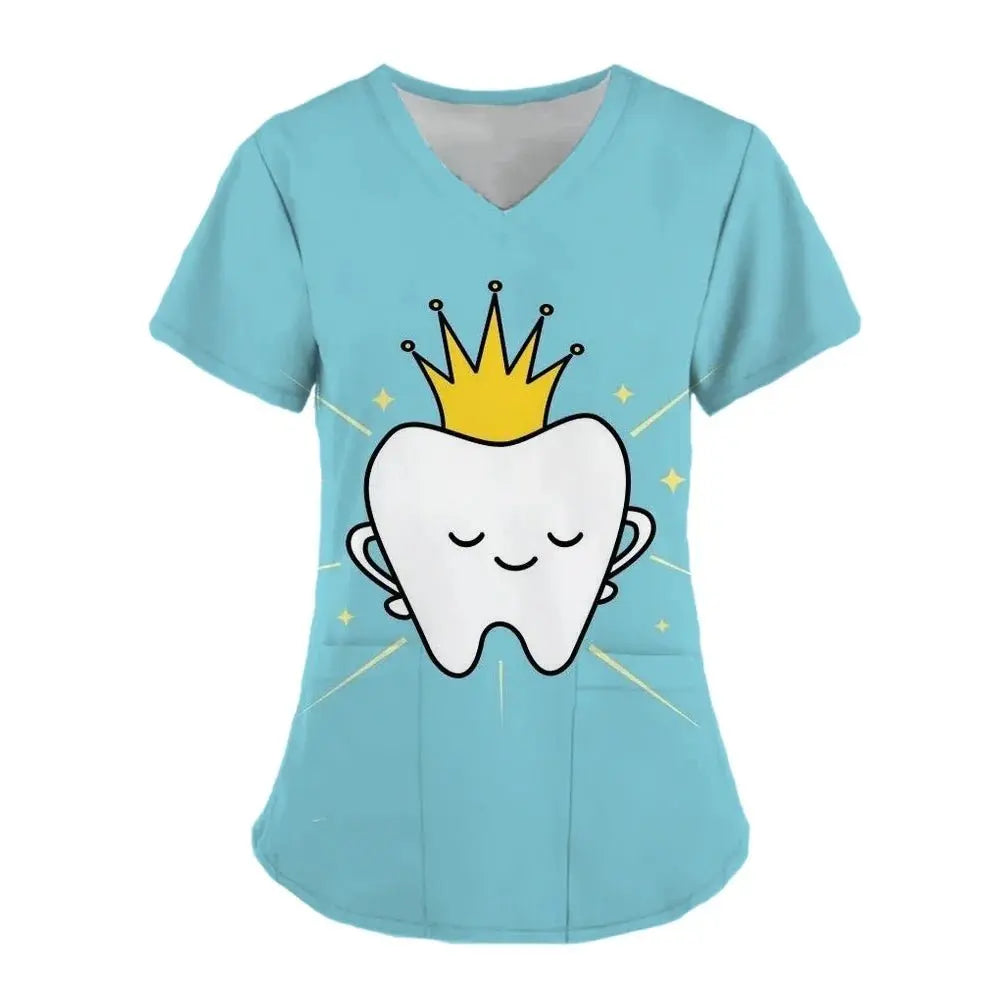 Teeth Print Scrub Tops For Women, Dentist Work Uniform, Women's Scrubs, Hospital Scrubs, 2024dsers - fulfillment - serviceMedSurgery Store For Digital Health1005007655720100 - HSC04J202403197 - XSHSC04J202403197XTooth Print Scrub Tops For Women, Dentist Work Uniform, Women's Scrubs, Women's Scrubs, Hospital Scrubs, 2024