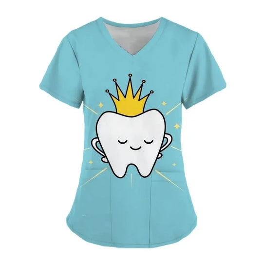 Teeth Print Scrub Tops For Women, Dentist Work Uniform, Women's Scrubs, Hospital Scrubs, 2024dsers - fulfillment - serviceMedSurgery Store For Digital Health1005007655720100 - HSC04J202403197 - XSHSC04J202403197XTooth Print Scrub Tops For Women, Dentist Work Uniform, Women's Scrubs, Women's Scrubs, Hospital Scrubs, 2024