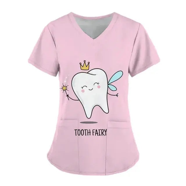 Teeth Print Scrub Tops For Women, Dentist Work Uniform, Women's Scrubs, Hospital Scrubs, 2024dsers - fulfillment - serviceMedSurgery Store For Digital Health1005007655720100 - HSC04J20240319C - XSHSC04J20240319CXT Teeth Print Scrub Tops For Women, Dentist Work Uniform, Women's Scrubs, Women's Scrubs, Hospital Scrubs, 2024