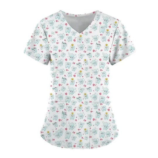 Teeth Print Scrub Tops For Women, Dentist Work Uniform, Women's Scrubs, Hospital Scrubs, 2024dsers - fulfillment - serviceMedSurgery Store For Digital Health1005007655720100 - HSC04J202403197 - XSHSC04J202403197XTooth Print Scrub Tops For Women, Dentist Work Uniform, Women's Scrubs, Women's Scrubs, Hospital Scrubs, 2024