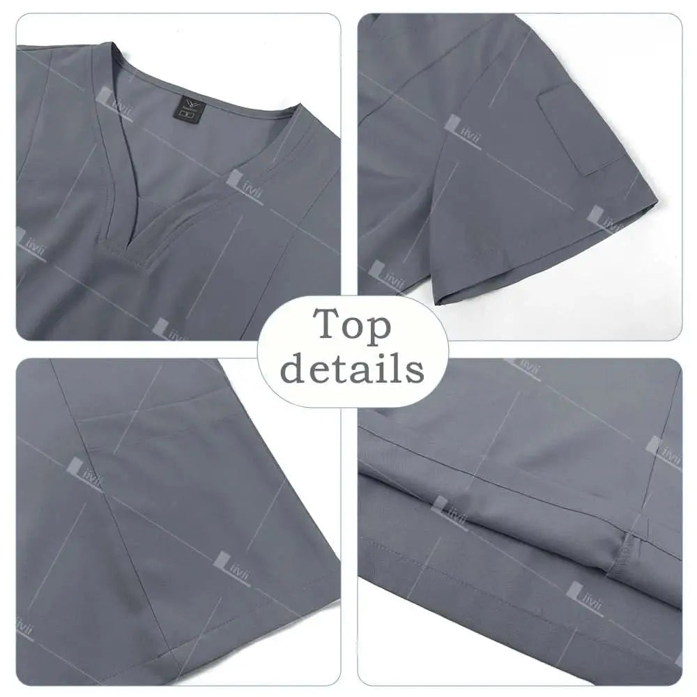 HTTHDD Premium Surgical Scrubs - Blouse unisexe respirante avec poches.