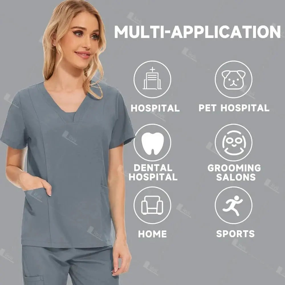 HTTHDD Premium Surgical Scrubs - Blouse unisexe respirante avec poches.