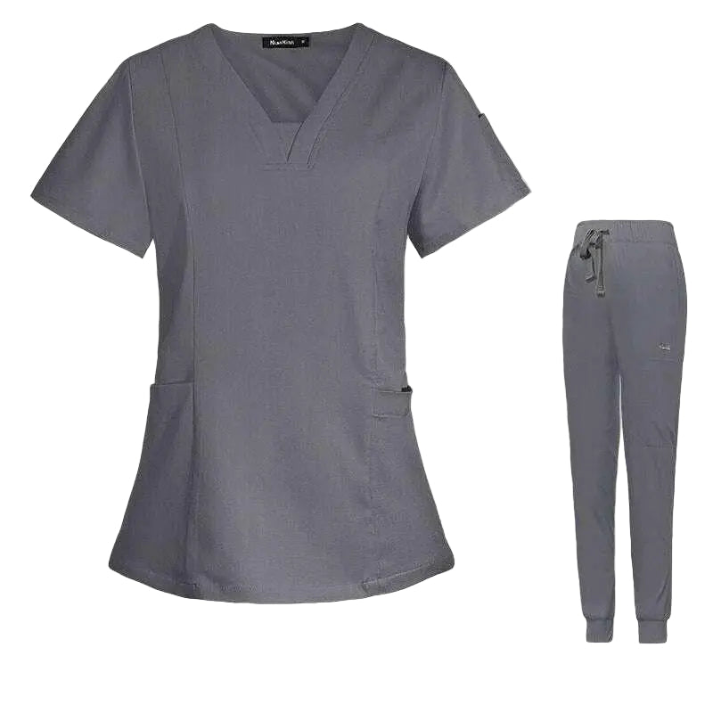 Combinaison chirurgicale fendue à col V Infirmière à manches courtesVêtements et accessoiresCJdropshippingMedSurgery Store For Digital HealthCJTZ153517222VEGreyXSV - neck Split Surgical Gown Suit Female Short - sleeved Nurse