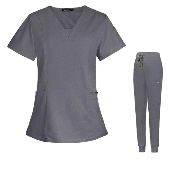 Combinaison chirurgicale fendue à col V Infirmière à manches courtesVêtements et accessoiresCJdropshippingMedSurgery Store For Digital HealthCJTZ153517222VEGreyXSV - neck Split Surgical Gown Suit Female Short - sleeved Nurse