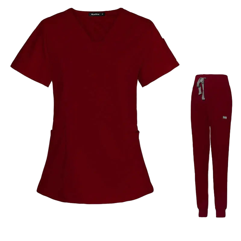 Combinaison chirurgicale à manches courtes pour femmeVêtements et accessoiresCJdropshippingMedSurgery Store For Digital HealthCJTZ153517229CXWine RedXS Combinaison chirurgicale à manches courtes pour femmeV - neck Split Surgical Gown Suit Female Short - sleeved Nurse